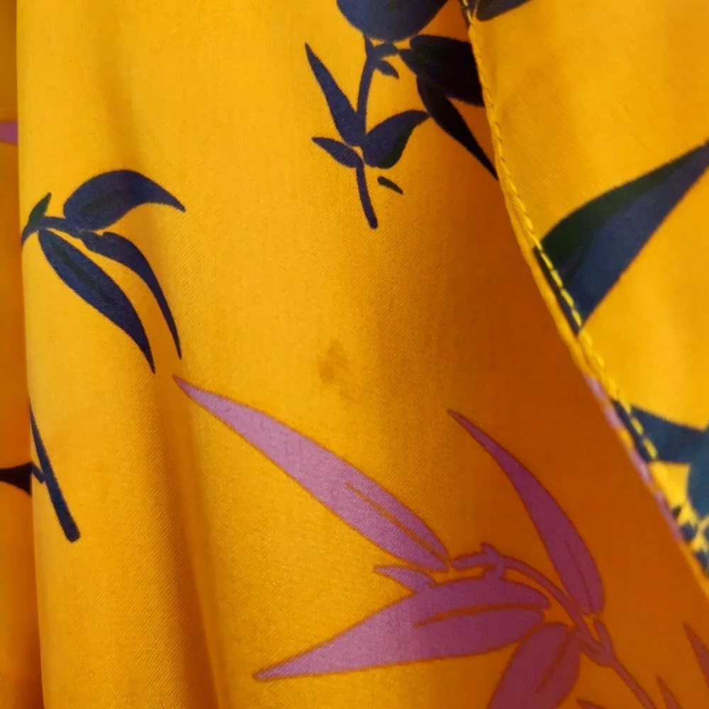 ZARA Orange Floral Long Sleeve Silky Feel Bodysuit M - Picture 14 of 16